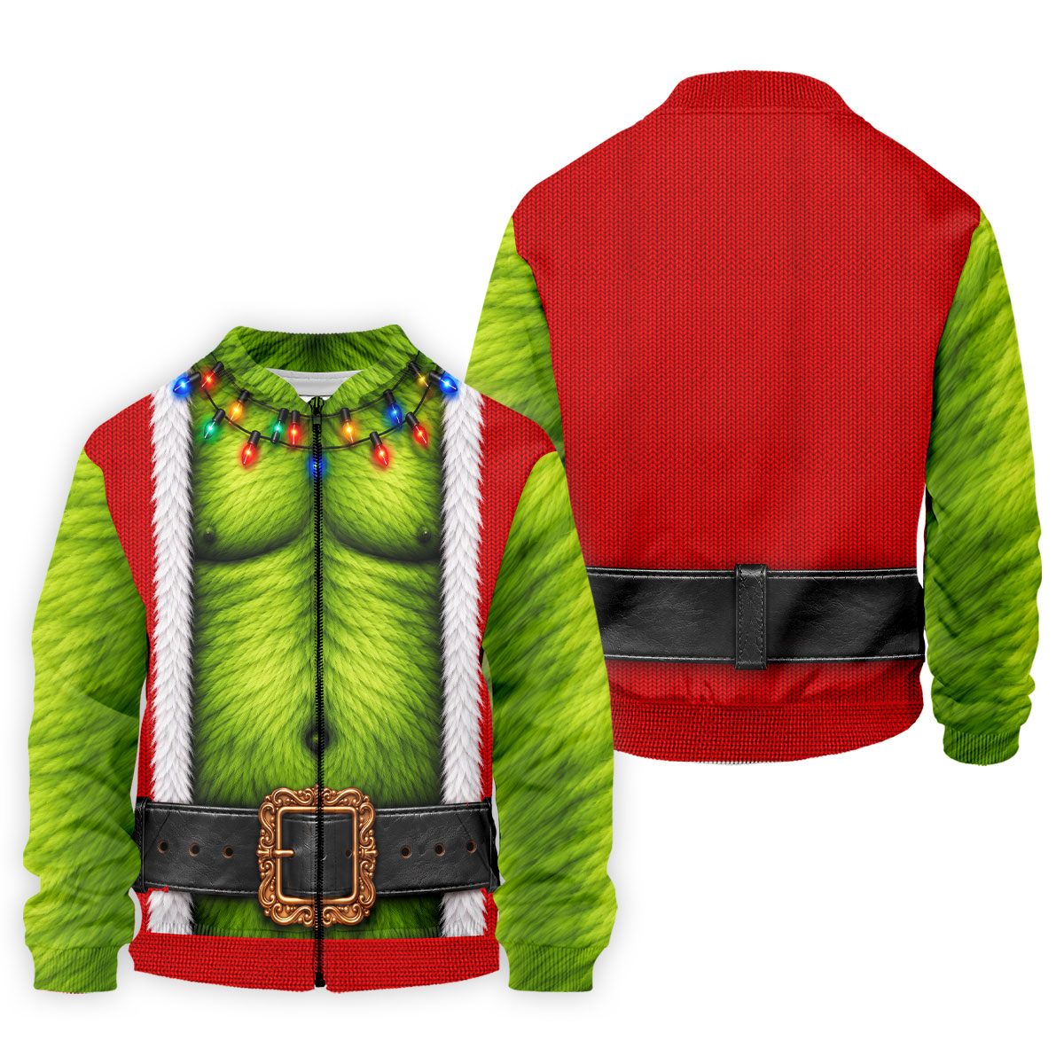 Green Furry Christmas Lights Golf Polo Shirt, Christmas Golf Shirt, Mens Golf Apparel