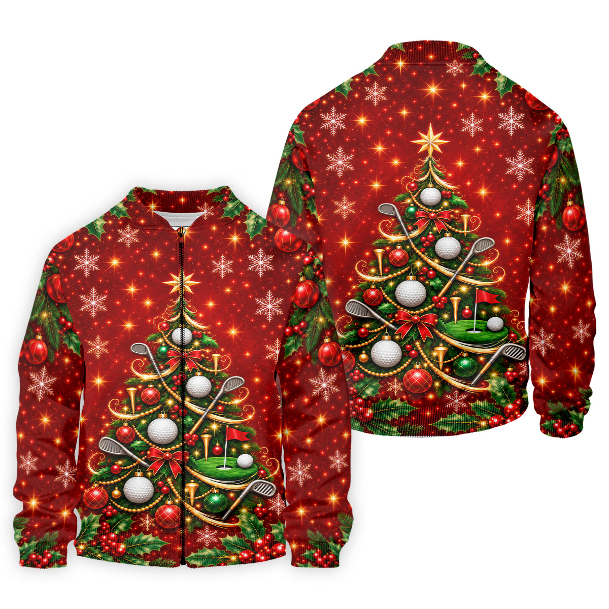 Golf Balls And Clubs Tree Christmas Golf Shirt, Mens Golf Polo, Golf Shirts For Men
