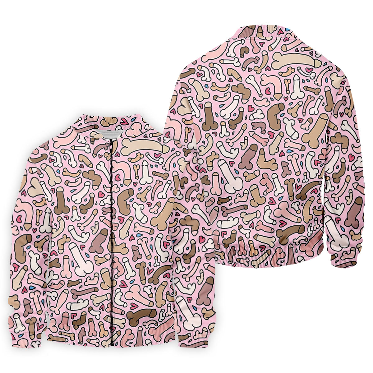 Funny Adult Doodle Pink Pattern Polo Shirt, Mens Golf Polo, Golf Shirts For Men