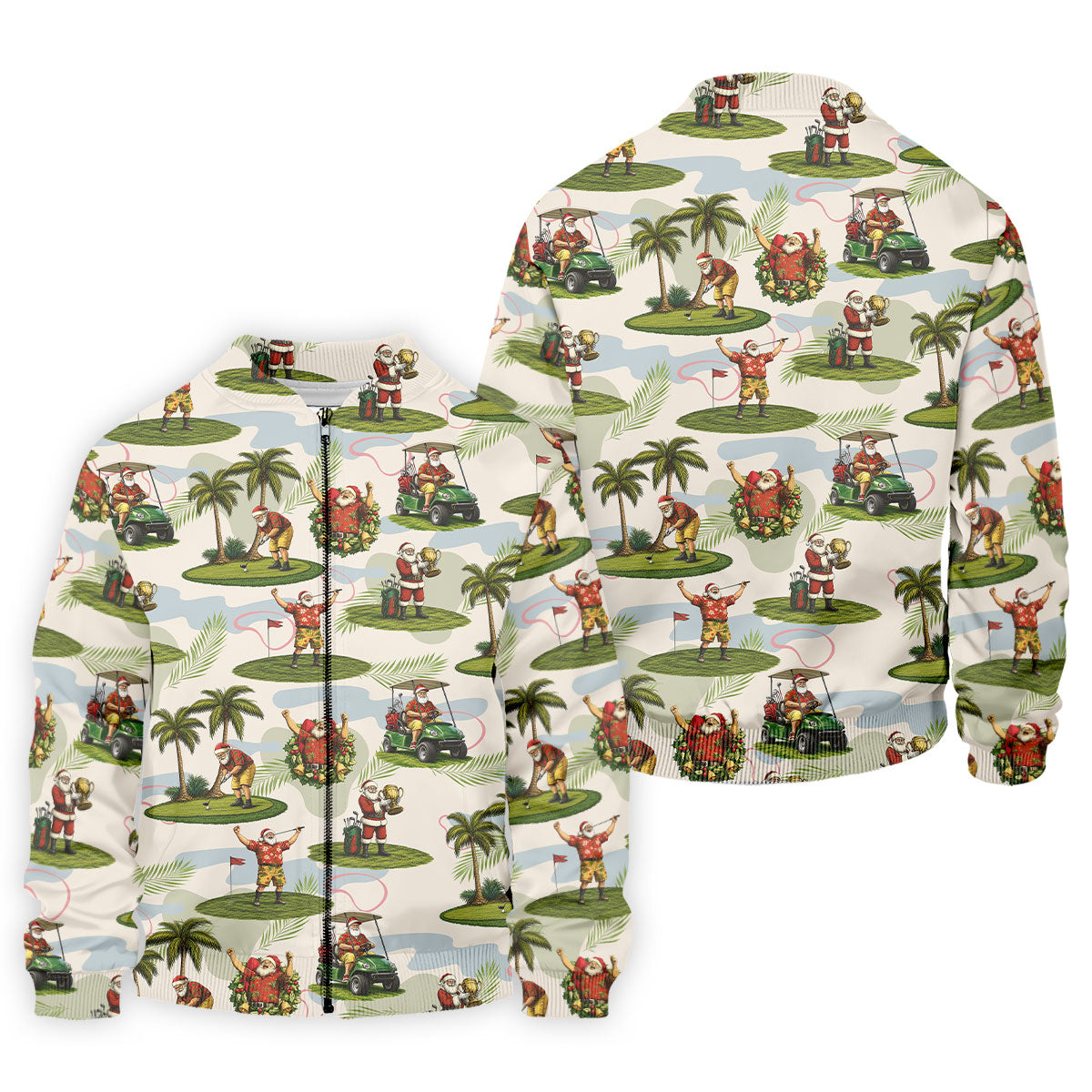 Santa Claus Golf Christmas Pattern Polo Shirt, Mens Golf Polo, Christmas Golf Shirt