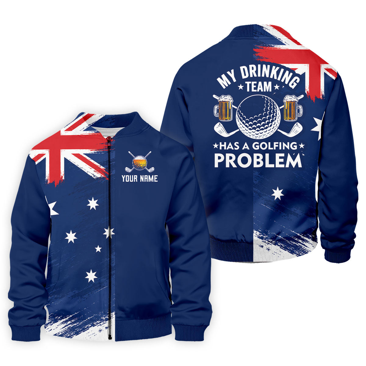 My Drinking Team Has A Golfing Problem Australia Flag Print Men's Golf Top, Golf Shirts For Men
