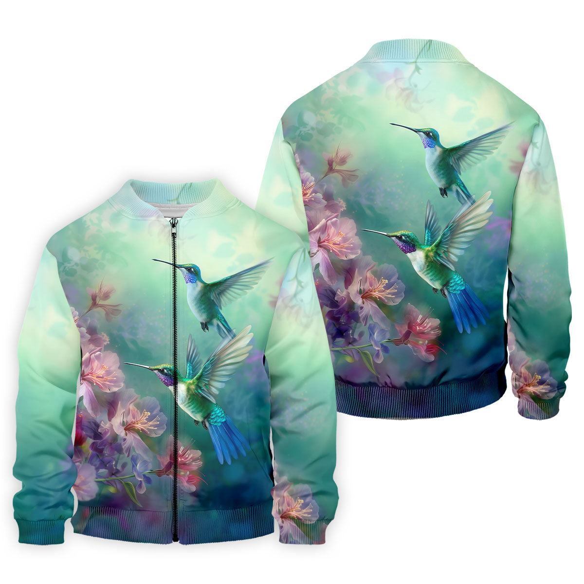 Hummingbird And Floral Garden Polo Shirt, Mens Golf Shirts, Golf Polo Shirts For Men