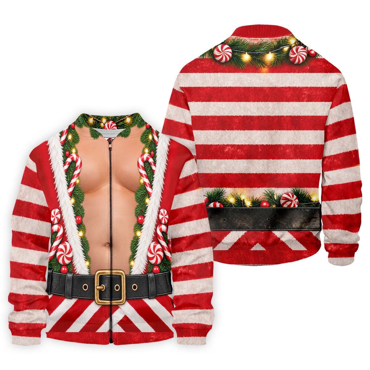 Christmas Candy Cane Santa Suit Polo Shirt, Mens Golf Shirts, Golf Apparel For Men