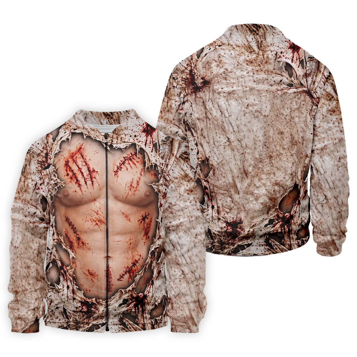 Bloody Stitched Torso Halloween Costume Polo Shirt, Mens Golf Shirts, Halloween Golf Shirt