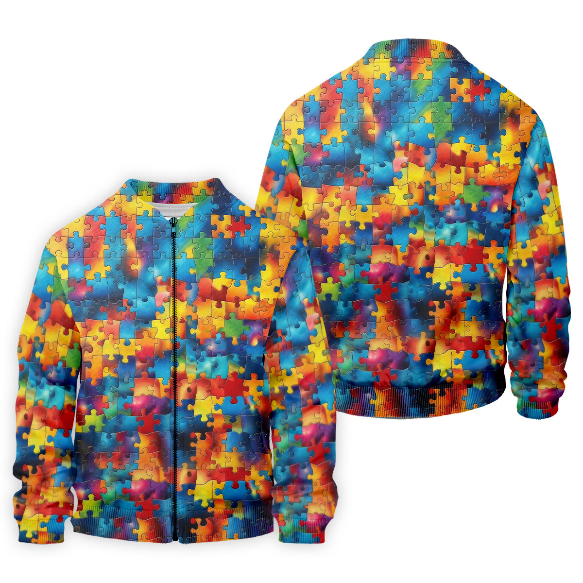 Autism Awareness Rainbow Gradient Puzzle Pattern Golf Tops For Men, Men's Golf Shirt, Polo ShirtFor Men