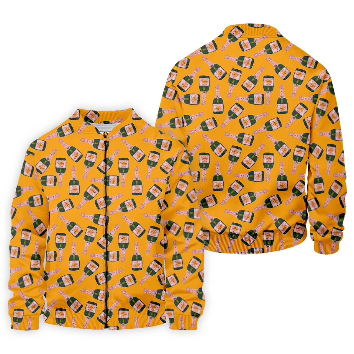 Rosé Champagne Seamless Pattern Yellow Golf Shirt, Polo ShirtFor Men, Golf Shirts For Men