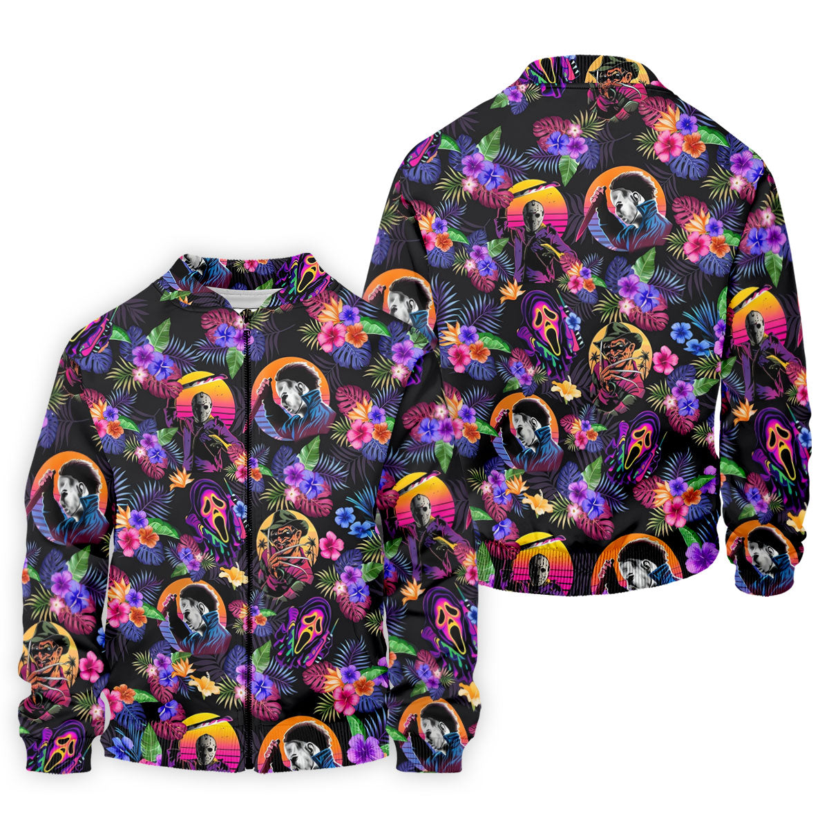 Retro Neon Horror Character Halloween Golf Shirt, Mens Golf Polo, Hawaiian Golf Shirt