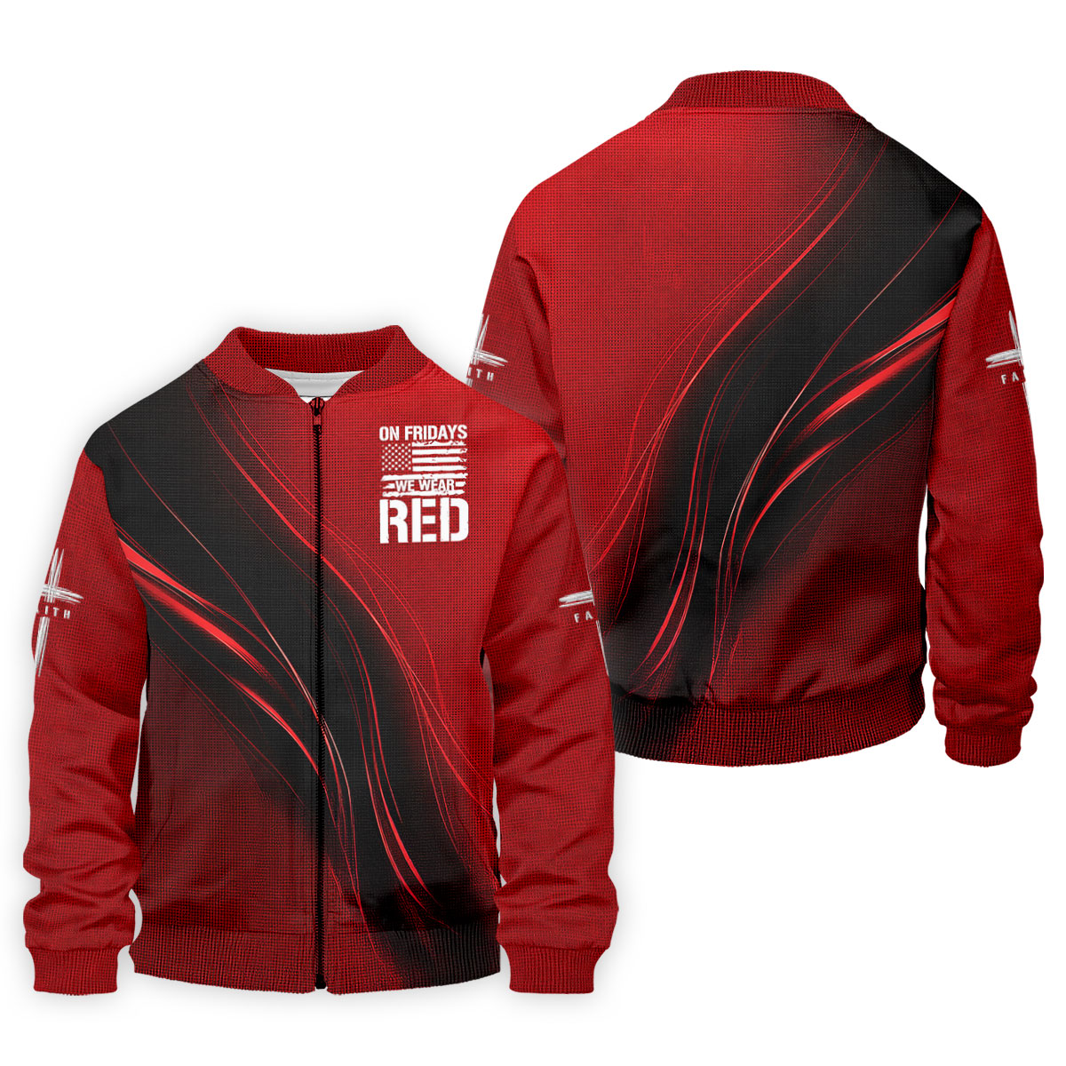On Friday We Wear Red Faith Cross Red Black Gradient Patriotic Golf Shirt, 250 Years Polo Shirts For Men
