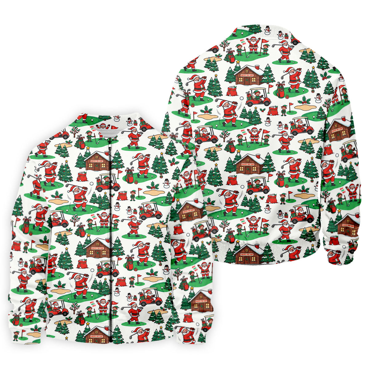Santa Golf Cart And Elves Christmas Golf Shirt, Mens Golf Polo, Golf Shirts For Men