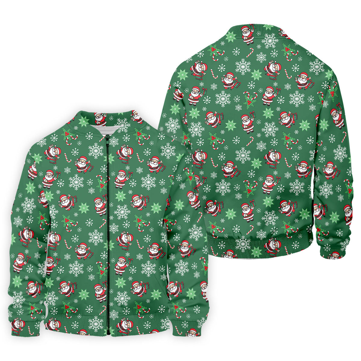 Santa Claus Pattern Christmas Green Golf Tops For Men, Christmas Golf Shirt, Polo ShirtFor Men