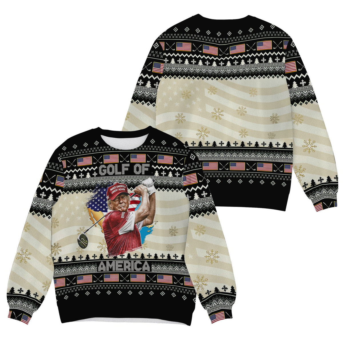 Trump Golf Of America Christmas Golf Shirt Christmas Ugly Sweater, Golf Ugly Christmas Sweater