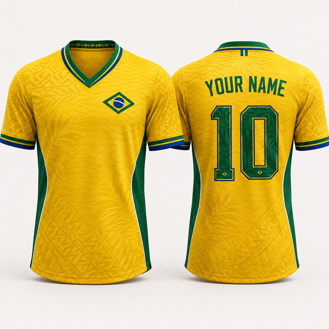 Brazilian Soccer Team V-Neck For Men Football Lover, Tropical Foliage Soccer Fan Gift