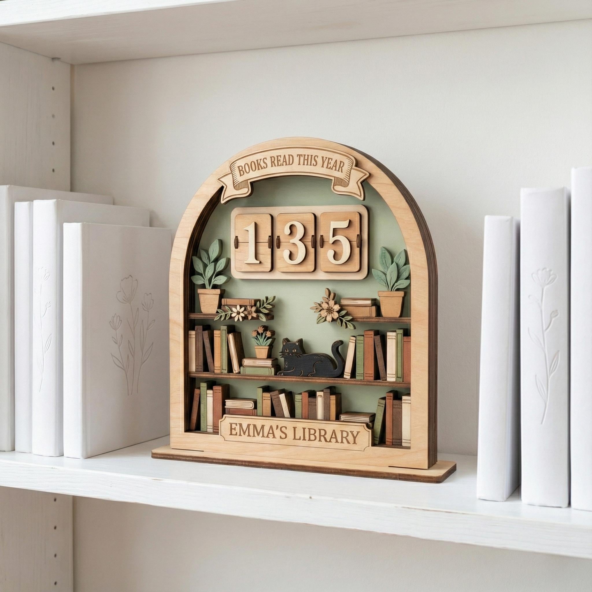 Personalized Wooden Books Read This Year Tracker Sign, Flip Counter Book Counter, Custom Library Desk Decor Gift