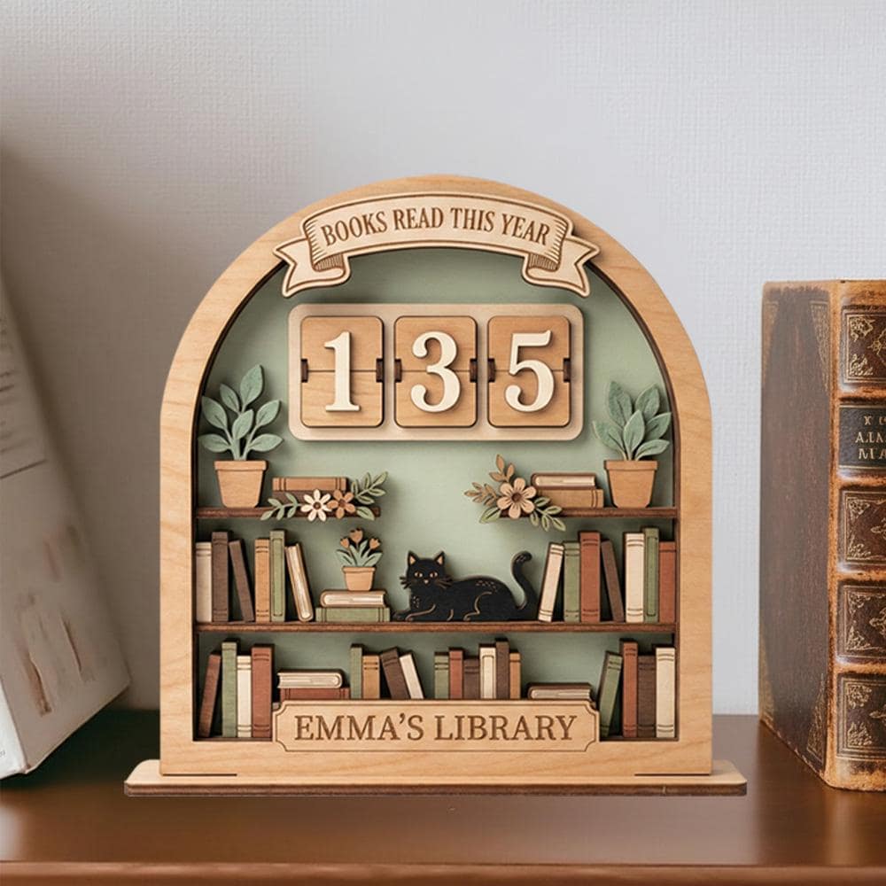 Personalized Wooden Books Read This Year Tracker Sign, Flip Counter Book Counter, Custom Library Desk Decor Gift