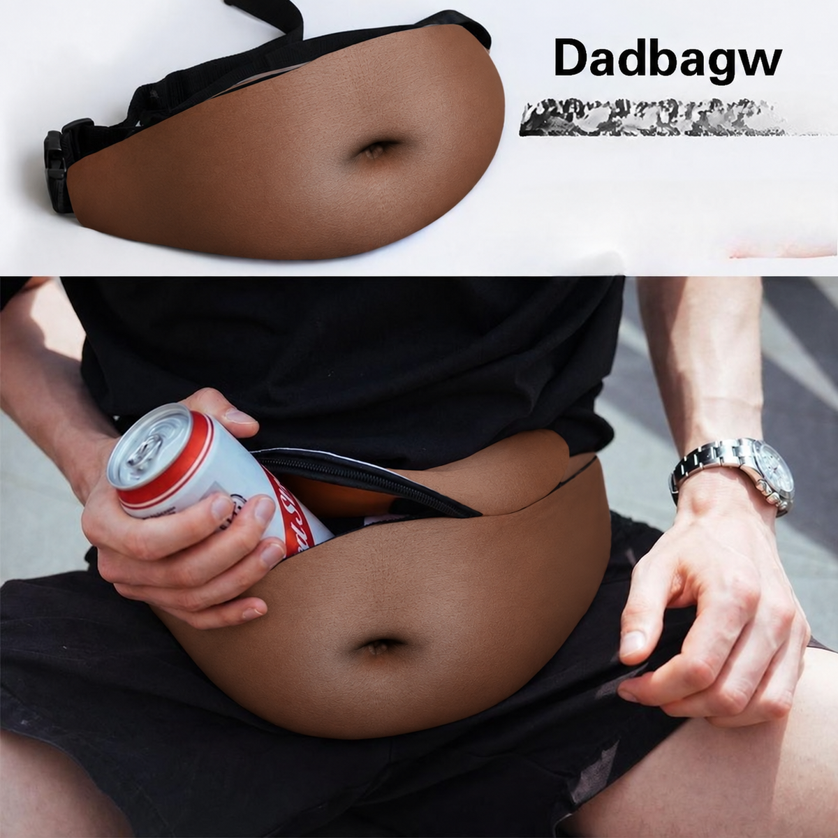 Realistic Fake Belly Fanny Pack, Funny Waist Bag, Novelty Gag Gift for Men and Women