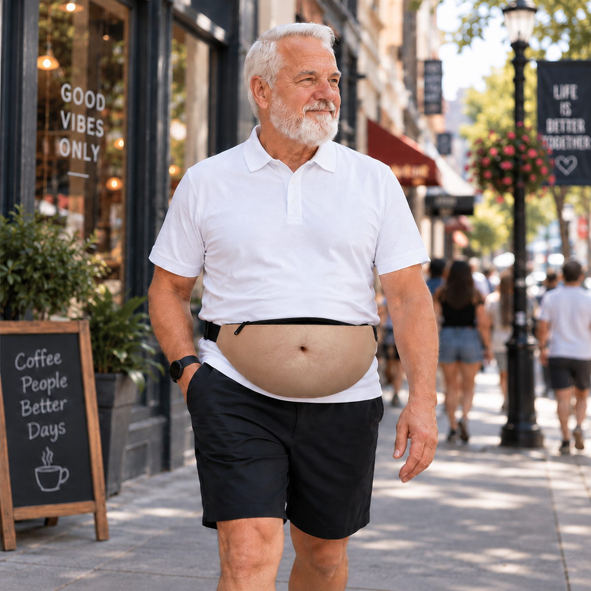 Realistic Fake Belly Fanny Pack, Funny Waist Bag, Novelty Gag Gift for Men and Women