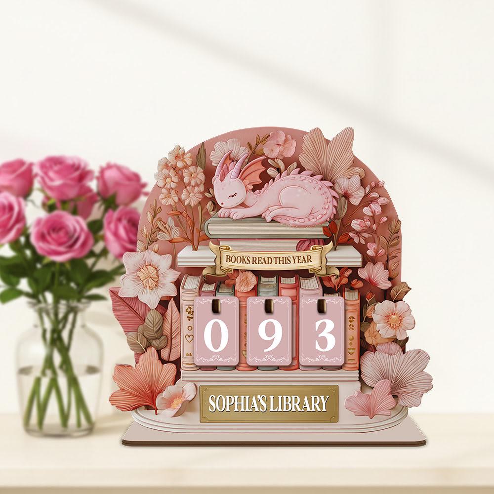 Dragon Books Read This Year Counter, Fantasy Book Tracker Sign, Bookish Desk Bookshelf Decor Gift