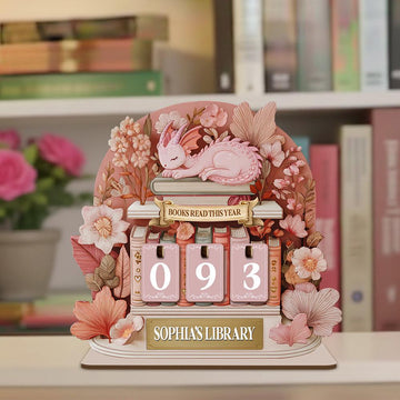 Dragon Books Read This Year Counter, Fantasy Book Tracker Sign, Bookish Desk Bookshelf Decor Gift