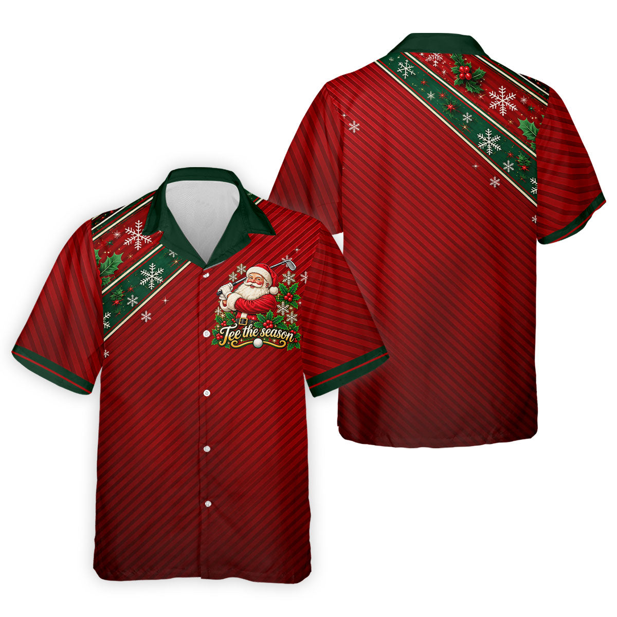 Tee The Season Santa Christmas Golf Shirt, Mens Golf Apparel, Golf Gifts For Men