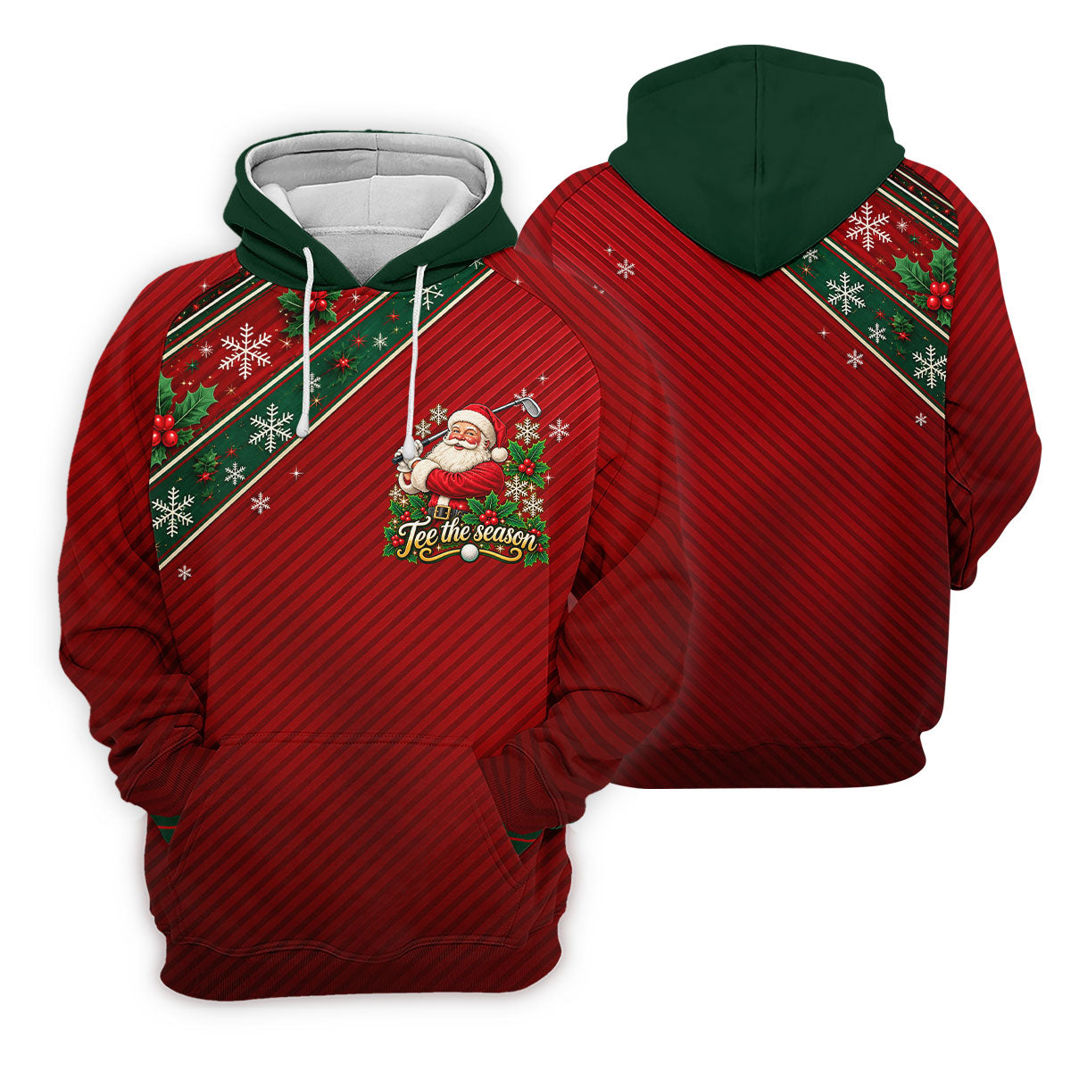 Tee The Season Santa Christmas Golf Shirt, Mens Golf Apparel, Golf Gifts For Men