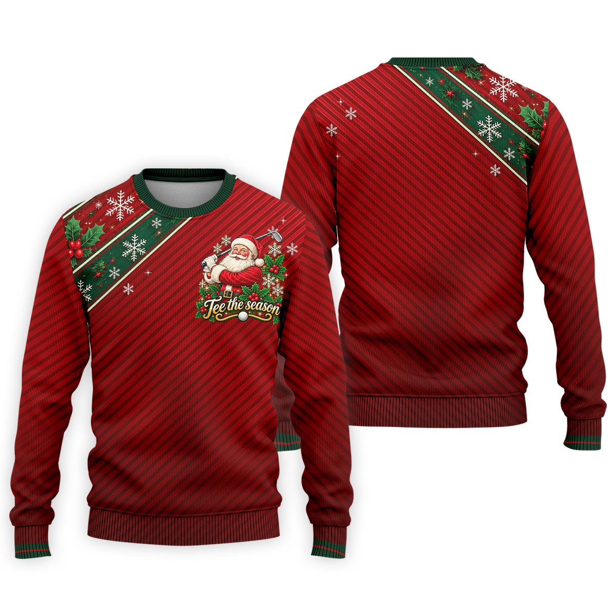 Tee The Season Santa Christmas Golf Shirt, Mens Golf Apparel, Golf Gifts For Men