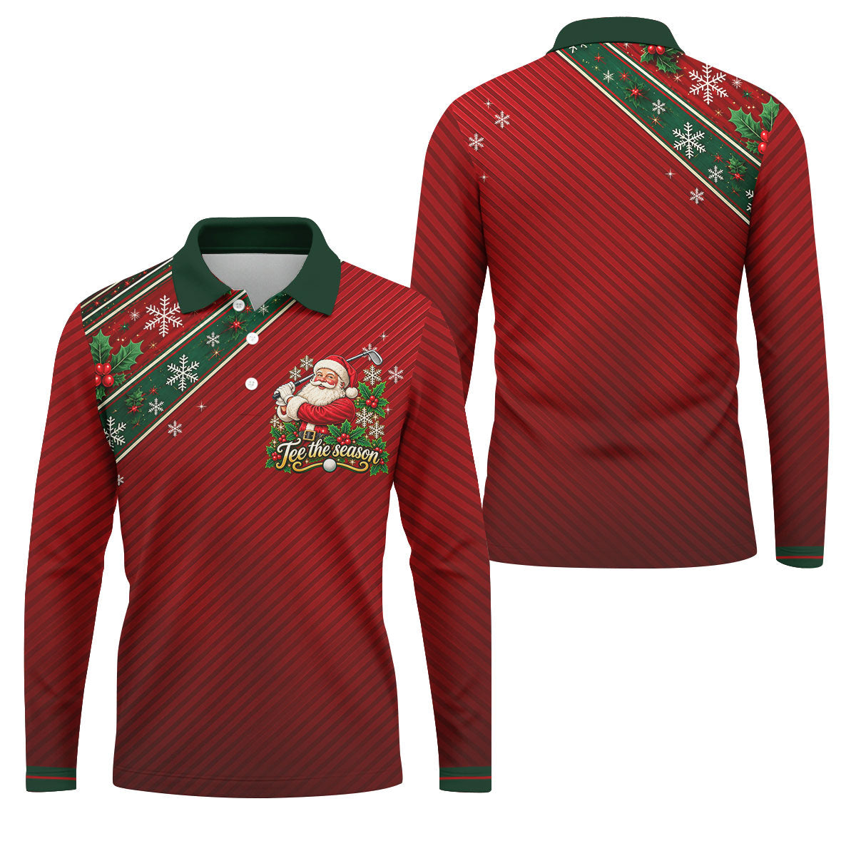 Tee The Season Santa Christmas Golf Shirt, Mens Golf Apparel, Golf Gifts For Men