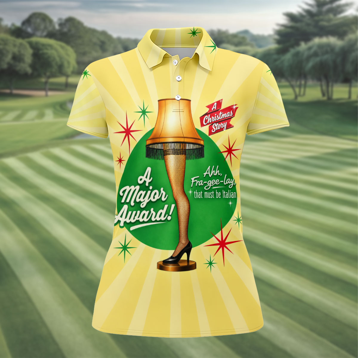Leg Lamp Major Award Christmas Golf Shirt, Womens Golf Tops, Ladies Golf Apparel