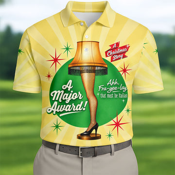 Leg Lamp Major Award Christmas Golf Shirt, Mens Golf Shirts, Funny Mens Golf Shirts