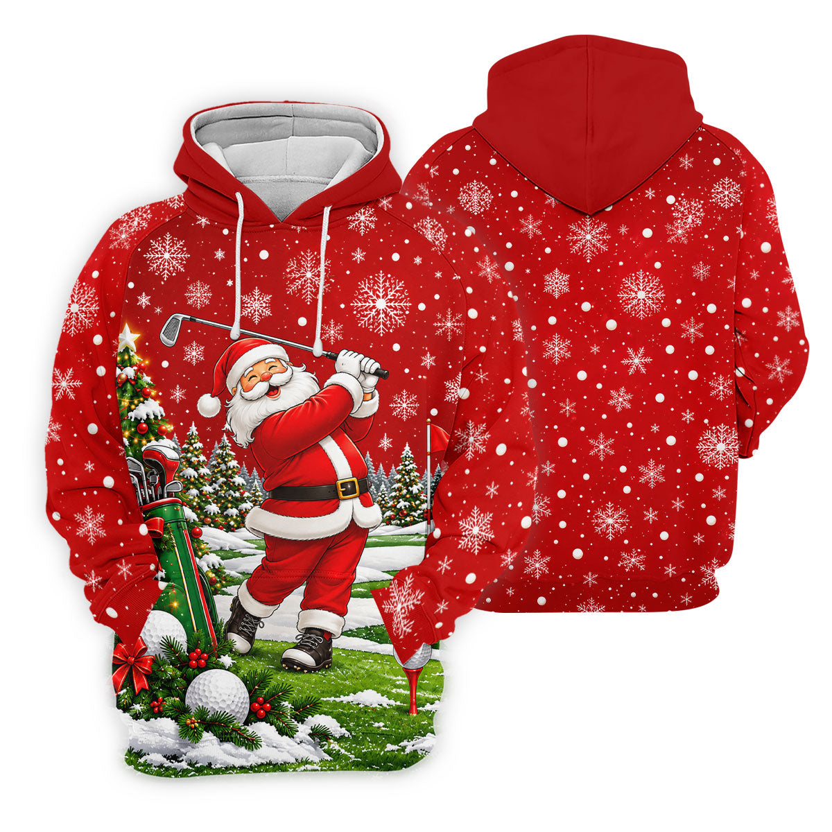 Red Santa Golf Swing Christmas Golf Shirt, Printed Golf Shirts, Mens Golf Apparel
