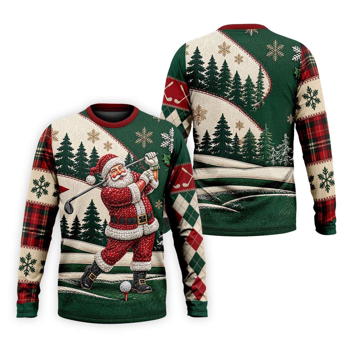 Santa Golf Swing Christmas Golf Polo, Long Sleeve Polo Shirts, Polo Shirts For Men