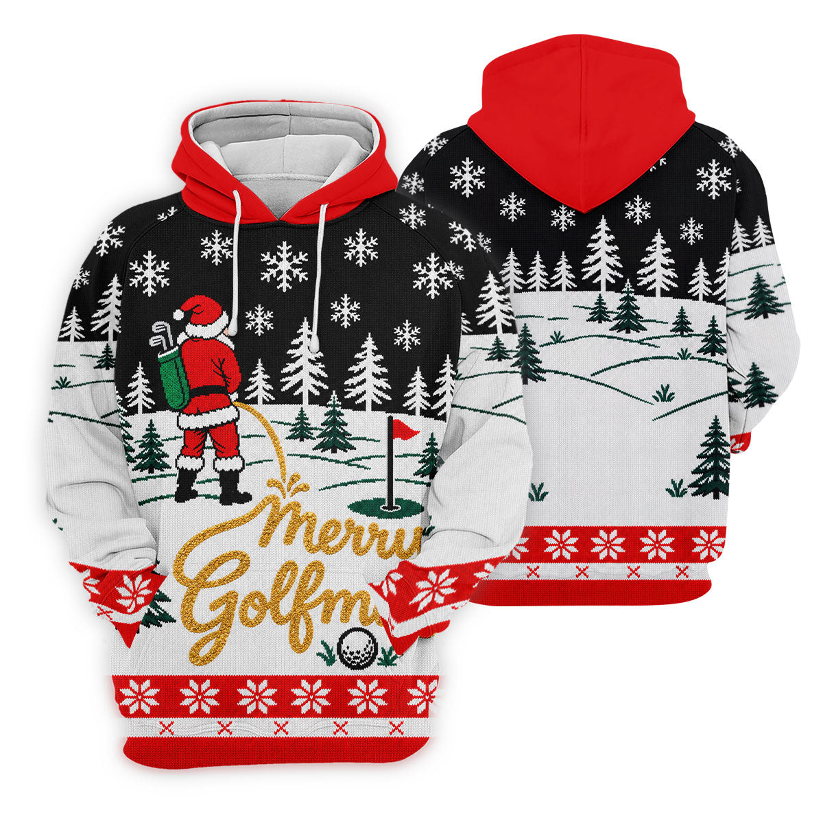 Black Merry Golfmas Christmas Golf Shirt, Long Sleeve Polo Shirts, Mens Polo Shirts