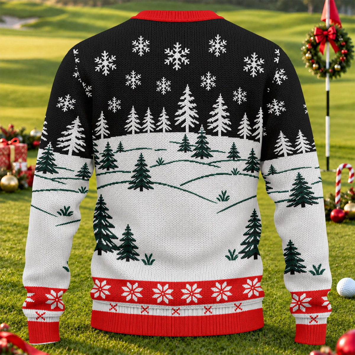 Black Merry Golfmas Ugly Christmas Sweater, Ugly Sweater Party, Funny Holiday Sweater