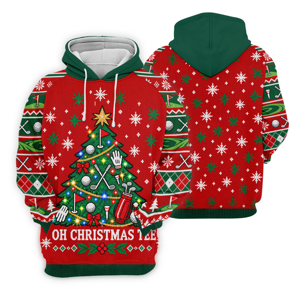 Oh Christmas Tee Christmas Golf Shirt, Mens Golf Apparel, Mens Holiday Golf Shirts