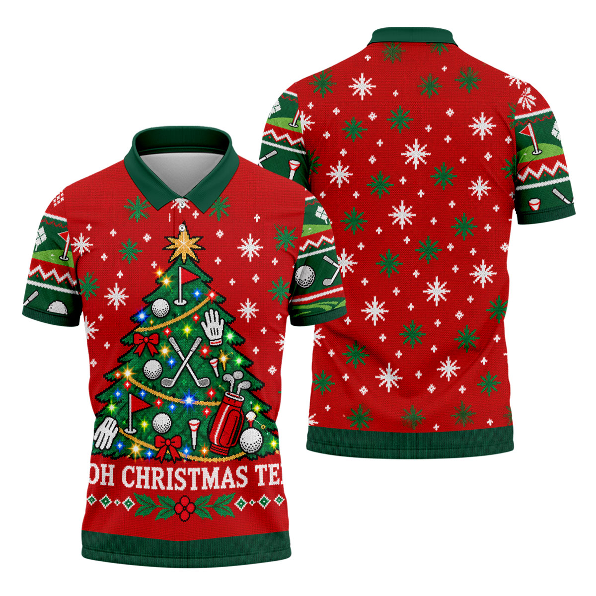 Oh Christmas Tee Christmas Golf Shirt, Mens Golf Apparel, Mens Holiday Golf Shirts