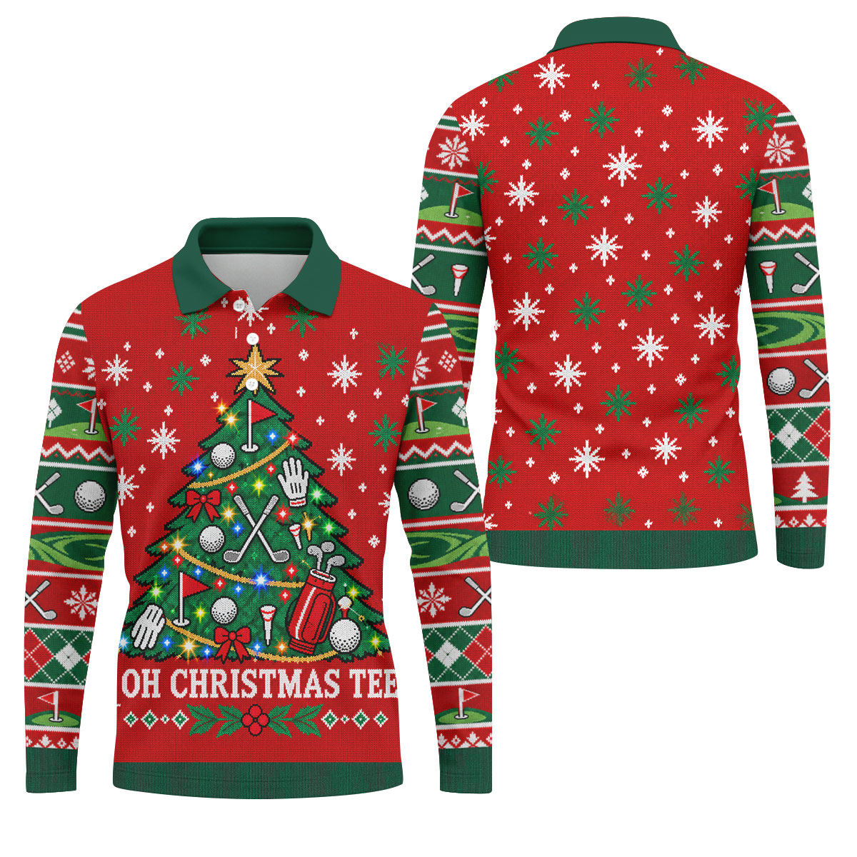 Oh Christmas Tee Christmas Golf Shirt, Mens Golf Apparel, Mens Holiday Golf Shirts