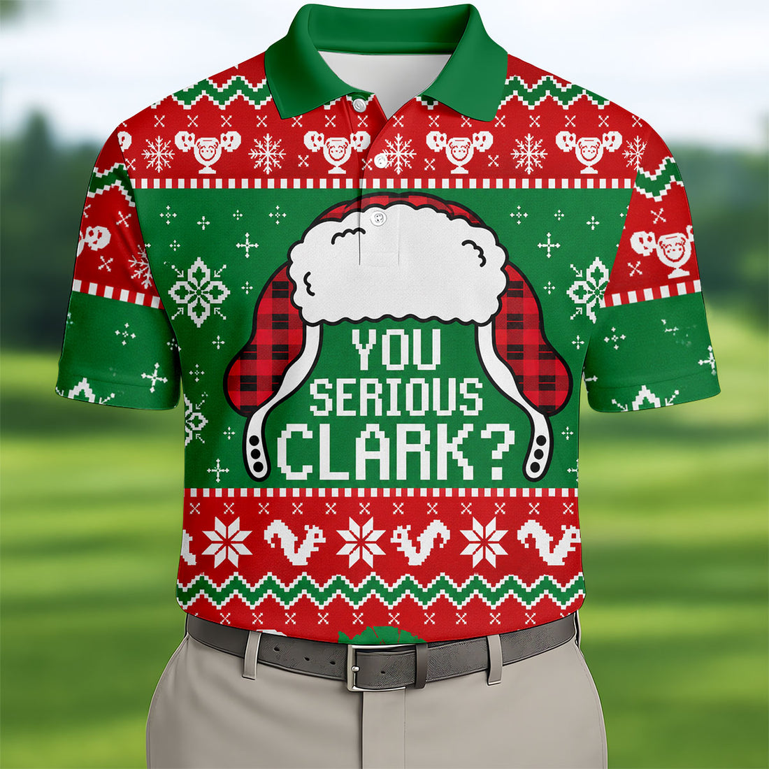 You Serious Clark Christmas Golf Shirt, Golf Shirts For Men, Funny Mens Golf Shirts