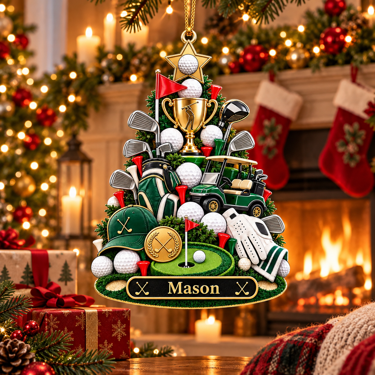 Custom Name Golf Christmas Tree Acrylic Ornament, Christmas Gifts, Golf Lover Gifts