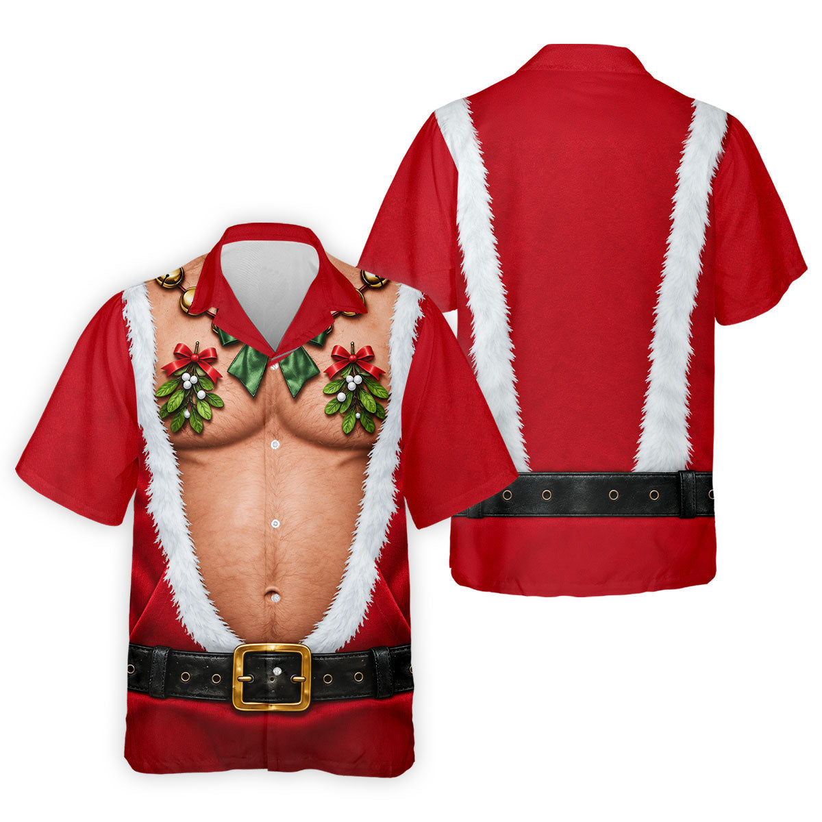 Santa Bare Belly Christmas Golf Shirt, Mens Golf Apparel, Golf Polo Shirts For Men