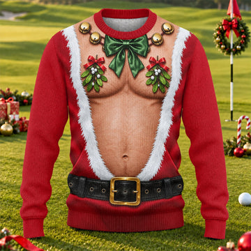 Muscle Santa Suit Ugly Christmas Sweater, Holiday Party Sweater, Ugly Sweater Party