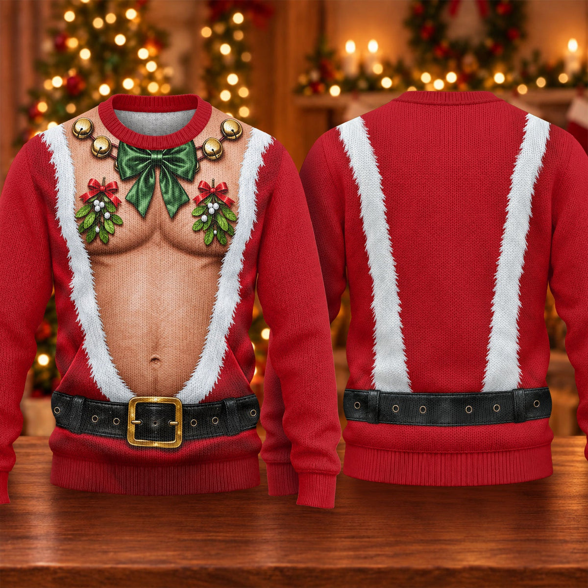Muscle Santa Suit Ugly Christmas Sweater, Holiday Party Sweater, Ugly Sweater Party