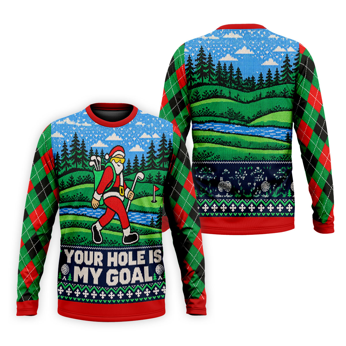 Your Hole Is My Goal Christmas Golf Shirt, Mens Golf Polo, Mens Holiday Golf Shirts