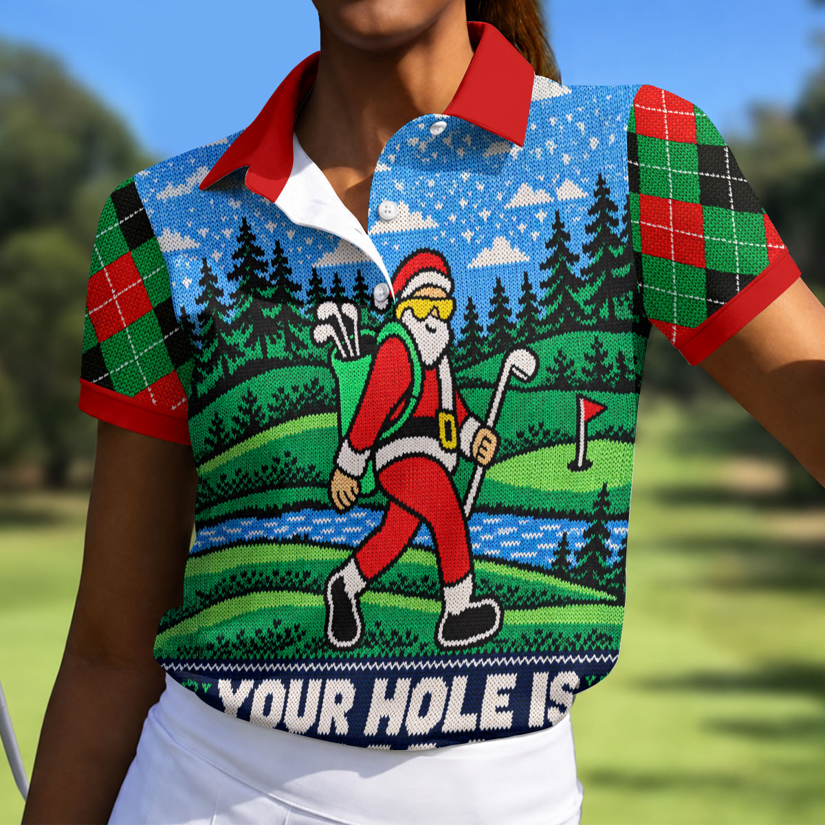 Your Hole Is My Goal Christmas Golf Shirt, Ladies Golf Shirts, Golf Shirts For Women
