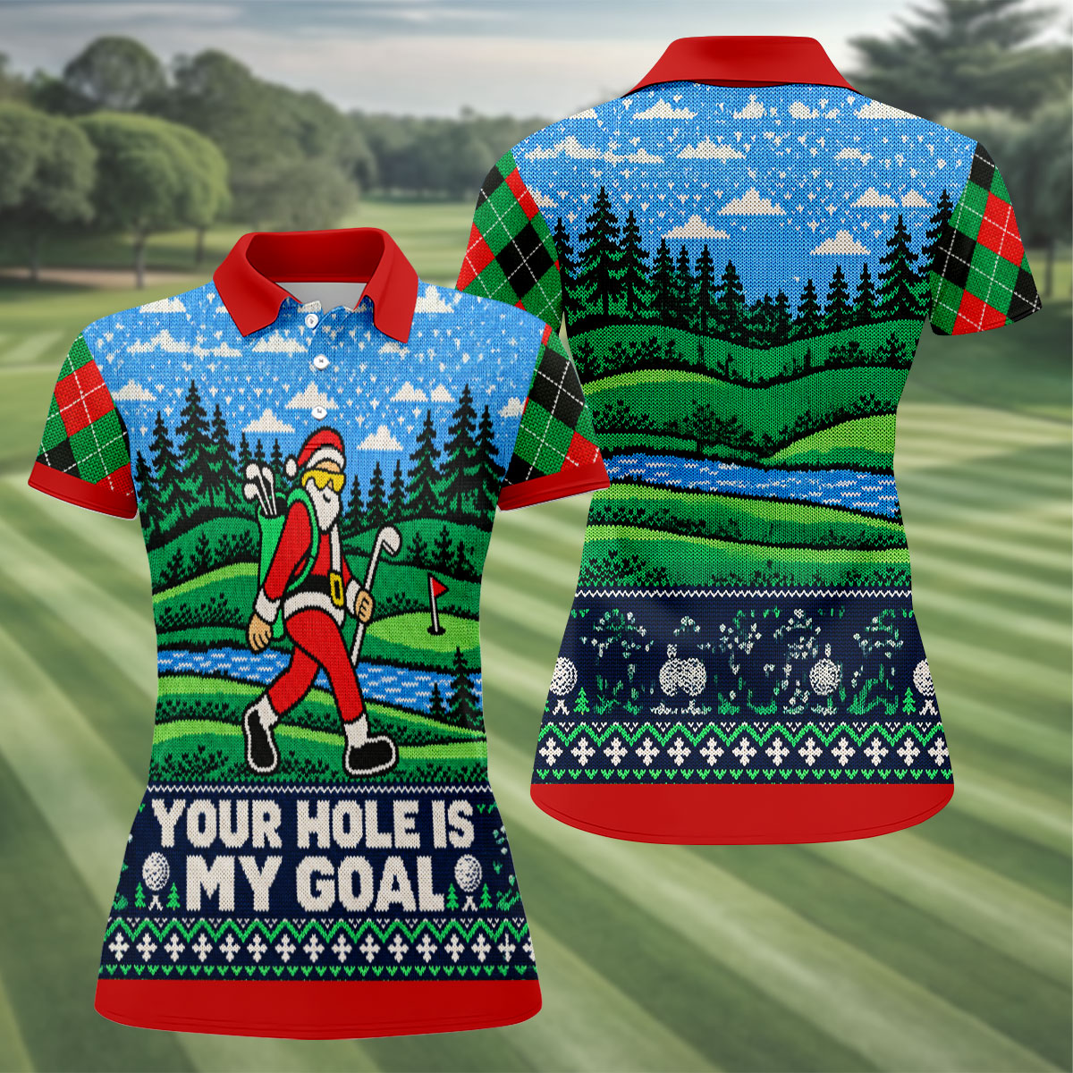 Your Hole Is My Goal Christmas Golf Shirt, Ladies Golf Shirts, Golf Shirts For Women