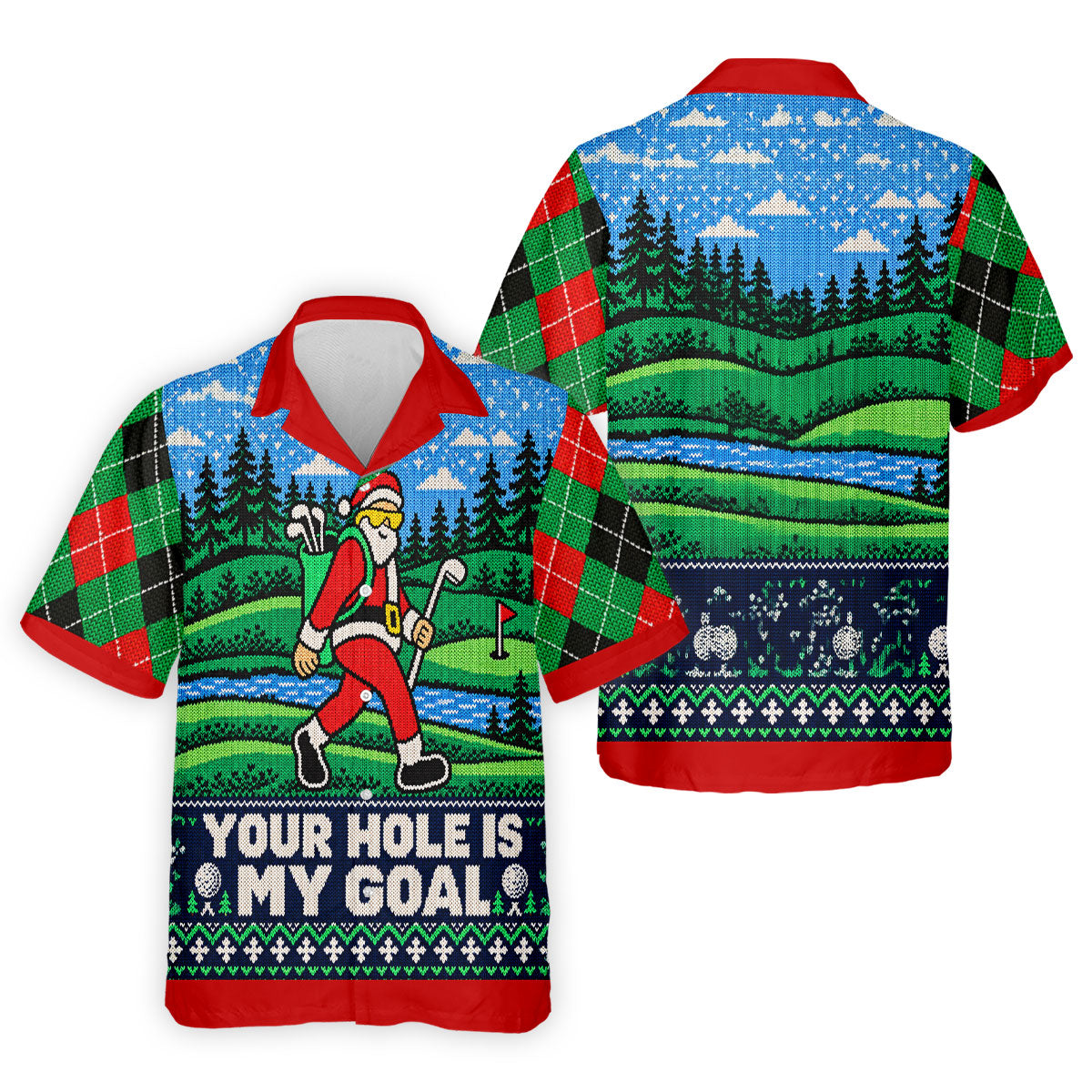 Your Hole Is My Goal Christmas Golf Shirt, Mens Golf Polo, Mens Holiday Golf Shirts