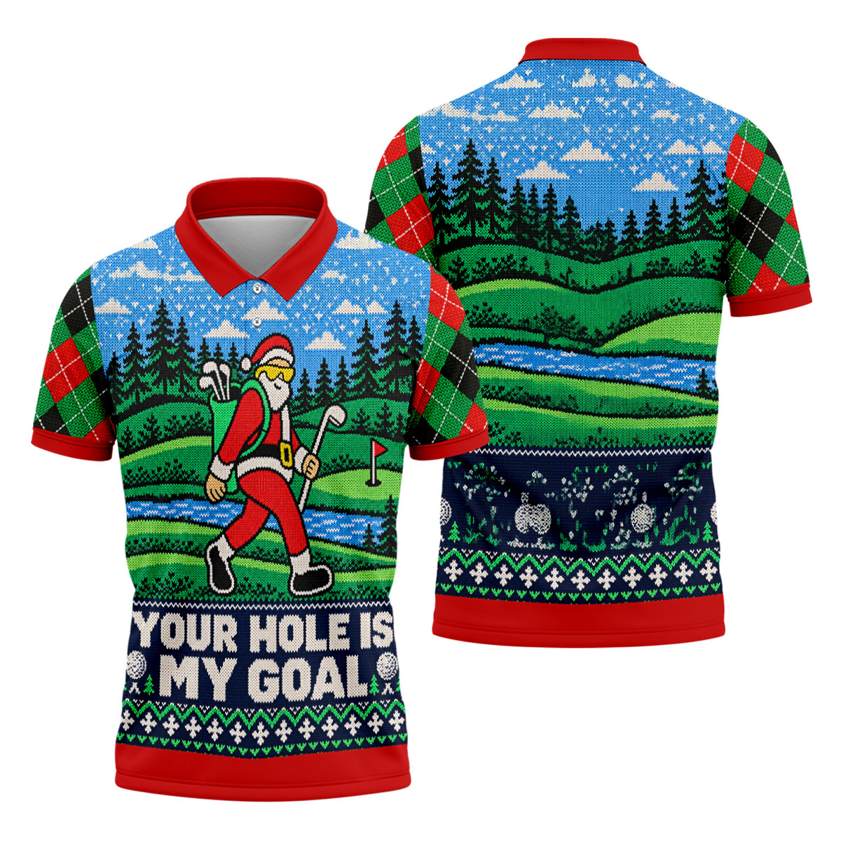 Your Hole Is My Goal Christmas Golf Shirt, Mens Golf Polo, Mens Holiday Golf Shirts