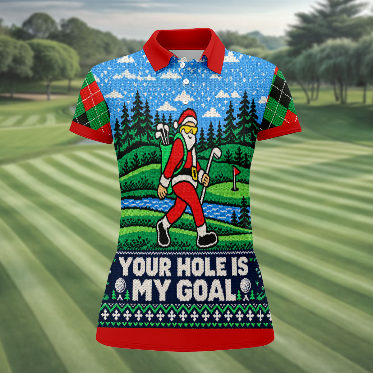 Your Hole Is My Goal Christmas Golf Shirt, Ladies Golf Shirts, Golf Shirts For Women