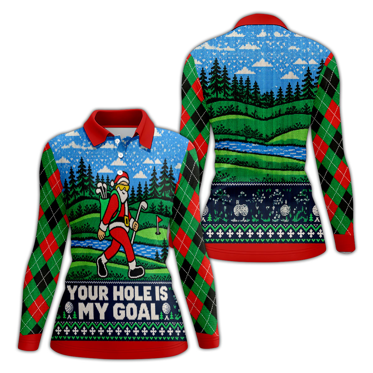 Your Hole Is My Goal Christmas Golf Shirt, Ladies Golf Shirts, Golf Shirts For Women