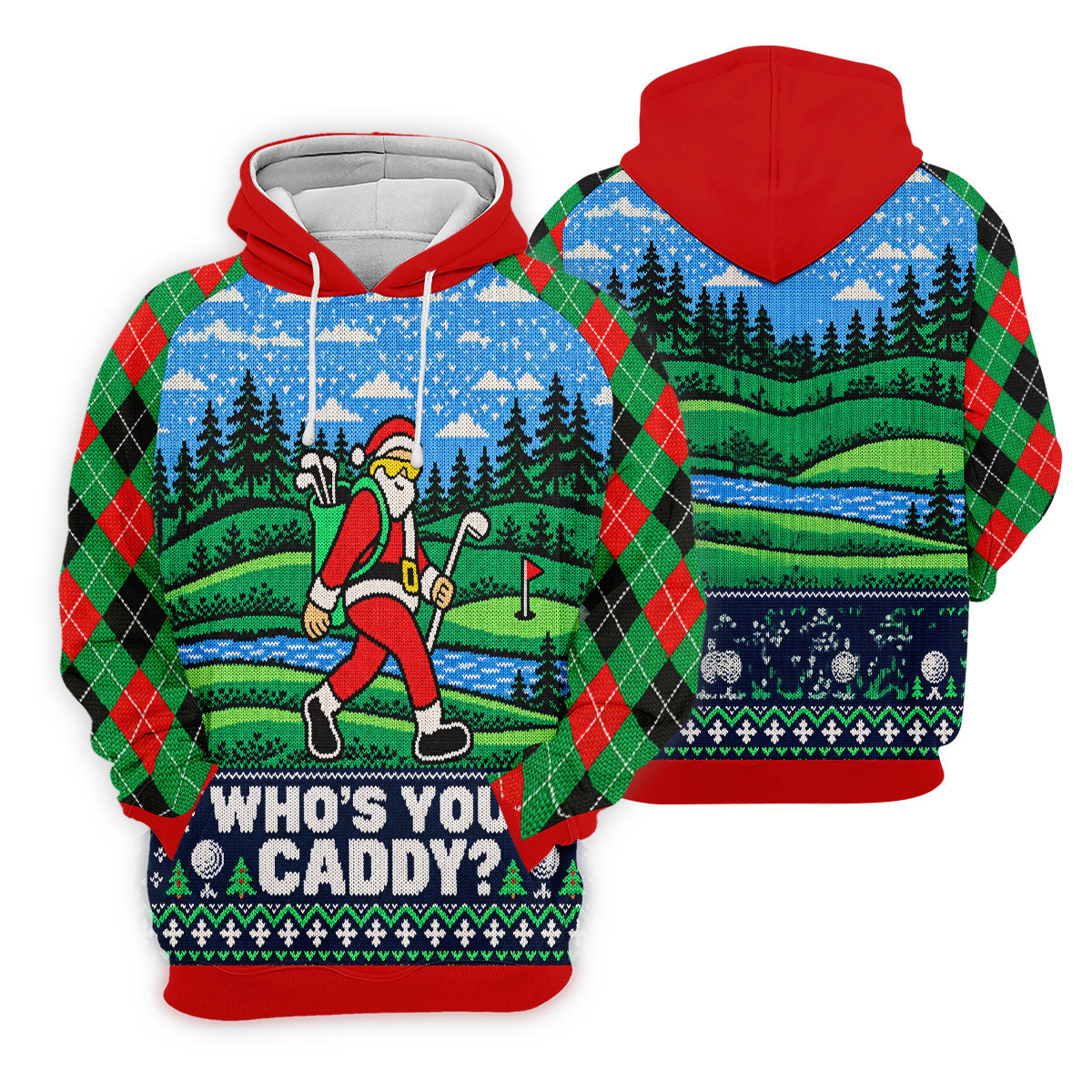 Who's Your Caddy Santa Christmas Golf Shirt, Golf Shirts For Men, Mens Golf Shirts