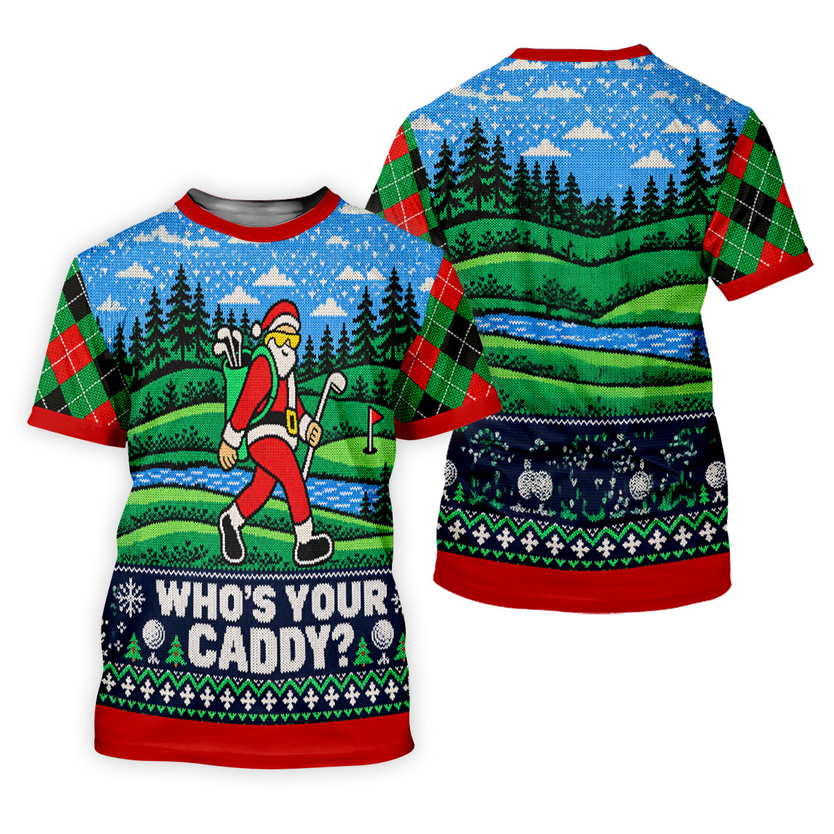 Who's Your Caddy Santa Christmas Golf Shirt, Golf Shirts For Men, Mens Golf Shirts