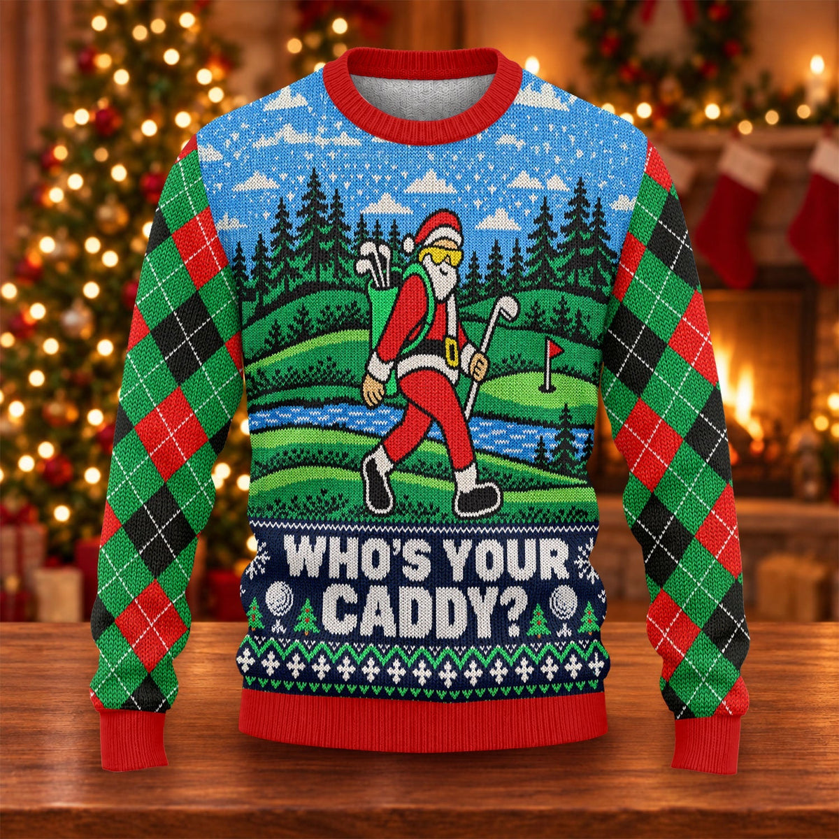 Who's Your Caddy Santa Ugly Christmas Sweater, Christmas Golf Gift, Funny Xmas Gift